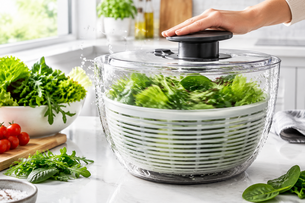 Fast, Dry, and Crispy Greens: Streamlining Your Daily Salad Prep in Seconds