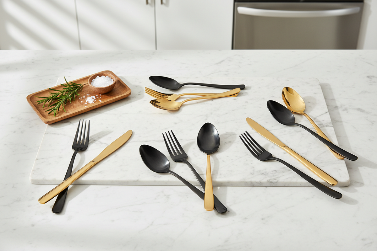 Why Gold and Matte Black Cutlery Sets Are Trending in Modern Homes