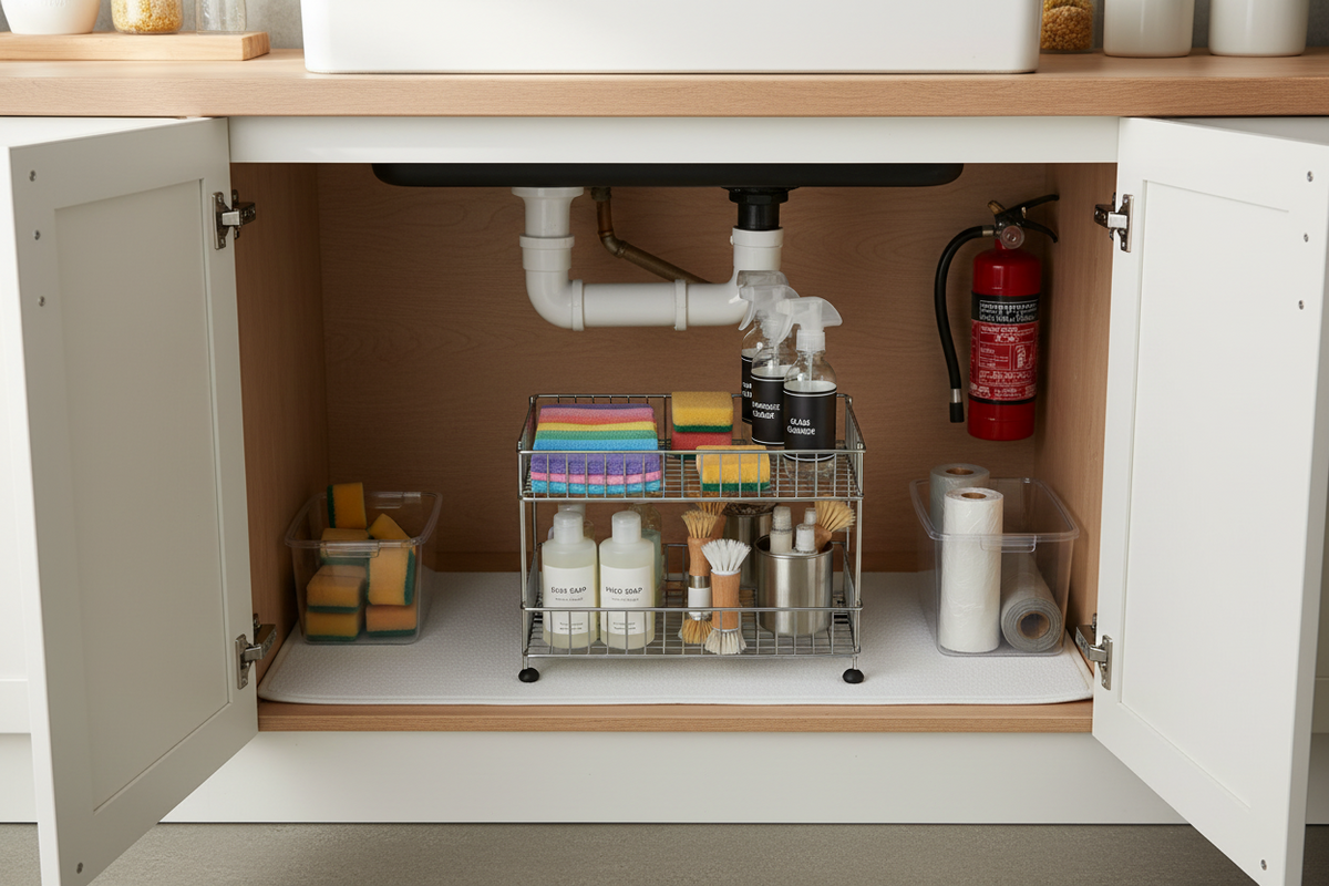 From Plumbing Obstacles to Perfect Storage: How Tiered Organizers Double Under-Sink Space