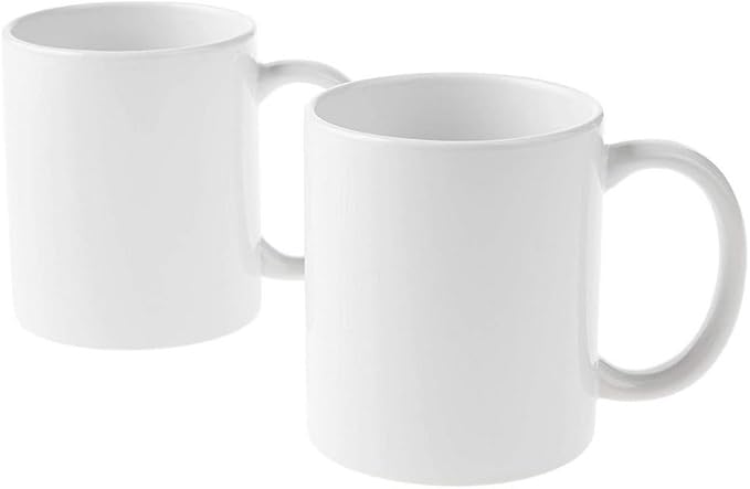 Cricut Beveled Blank, Ceramic-Coated, Dishwasher & Microwave Safe Mug to Decorate, Mug Press & Infusible Ink Compatible,12 Oz Sublimation, Ideal for Crafts and Printing, 2 Count, White
