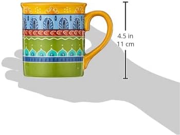 Valencia Mugs Set of 4 – 16 oz Colorful Ceramic Coffee Cups with Bold Multicolor Patterns, Microwave & Dishwasher Safe, Boho Kitchen Drinkware for Tea, Cocoa & More (Pack of 3)