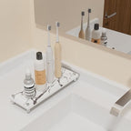 Kitchen Sink Caddy Water Absorbing Stone Tray For Sink, Diatomite Bathroom Countertop Tray Organizer, Faucet Stone Drying Mat Coaster Soap Dish Sponge Dispenser Holder (Marble)