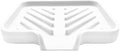 Happitasa Silicone Soap Dish Tray and Sponge Holder with Drain Chute and Feet | 3-Way Sloped Design | Bathroom and Kitchen Sink Organizer Caddy (White, 5"x4", 3.5 Ounces)