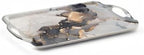 Serving Tray Decorative Tray with Handles Multi-Purpose Rectangular Serving Trays for Restaurant, Parties, Coffee Table, Kitchen - Grey Gold Marble Pattern