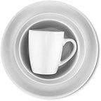 Stone Lain Albie Stoneware 16 Piece Modern Dinnerware Set, Plates and Bowls Sets, Service for 4, White Speckled, Microwave & Dishwasher Safe