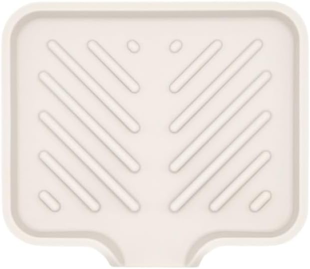 Happitasa Silicone Soap Dish Tray and Sponge Holder with Drain Chute and Feet | 3-Way Sloped Design | Bathroom and Kitchen Sink Organizer Caddy (Vanilla Cream, 5"x4", 3.5 Ounces)