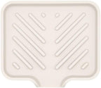 Happitasa Silicone Soap Dish Tray and Sponge Holder with Drain Chute and Feet | 3-Way Sloped Design | Bathroom and Kitchen Sink Organizer Caddy (Vanilla Cream, 5"x4", 3.5 Ounces)