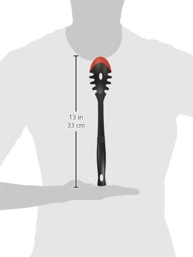 Le Creuset Revolution Bi-Material Pasta Spoon, 14" x 2.5", Cerise