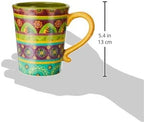 Tunisian Sunset 18 oz. Ceramic Mugs, Set of 4 – Multicolor Boho Coffee & Tea Cups with Bold Folk Art Patterns, Microwave & Dishwasher Safe, Eclectic Kitchen Gift Set for Beverage Lovers