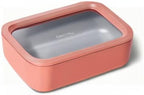 Caraway Glass Food Storage - 6.6 Cup Glass Container - Ceramic Coated Food Container - Non Toxic, Non Stick Lunch Box Container with Lids - Dishwasher, Oven, & Microwave Safe - Perracotta
