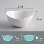Samsle Porcelain Small Serving Bowls, 10 Ounce Dessert Bowls for Ice Cream Snacks Appetizer Candy Dishes, Dishwasher Safe Durable Ceramic White Bowl for Party, Set of 6