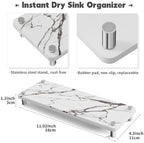 Kitchen Sink Caddy Water Absorbing Stone Tray For Sink, Diatomite Bathroom Countertop Tray Organizer, Faucet Stone Drying Mat Coaster Soap Dish Sponge Dispenser Holder (Marble)