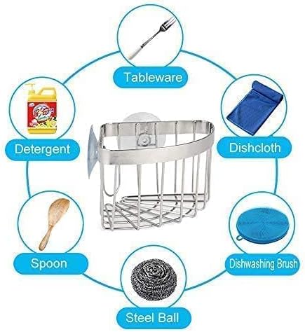 Dish Cloth Hanger+Sponge Holder +corner sink caddy Save Space Triangle 2-in-1 Sink Caddy, No Drilling with 2PCS Suckers(90° RIGHT ANGLE CORNER ONLY)