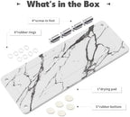 Kitchen Sink Caddy Water Absorbing Stone Tray For Sink, Diatomite Bathroom Countertop Tray Organizer, Faucet Stone Drying Mat Coaster Soap Dish Sponge Dispenser Holder (Marble)