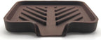 Happitasa Silicone Soap Dish Tray and Sponge Holder with Drain Chute and Feet | 3-Way Sloped Design | Bathroom and Kitchen Sink Organizer Caddy (Dark Chocolate, 5"x4", 3.5 Ounces)