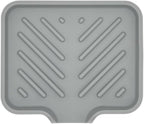 Happitasa Silicone Soap Dish Tray and Sponge Holder with Drain Chute and Feet | 3-Way Sloped Design | Bathroom and Kitchen Sink Organizer Caddy (Grey, 5"x4", 3.5 Ounces)