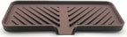 Happitasa Silicone Soap Dish Tray and Sponge Holder with Drain Chute and Feet | 3-Way Sloped Design | Bathroom and Kitchen Sink Organizer Caddy (Dark Chocolate, 10"x4", 7.8 Ounces)