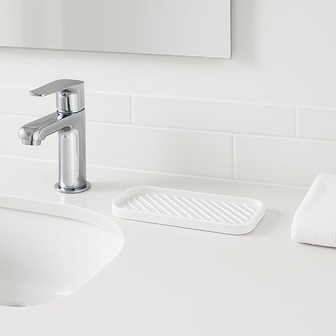 DecorRack Sponge Holder for Kitchen Sink, Bathroom and Kitchen Sink Organizer, Flexible & Durable Soap Dish for Any Countertop (White, 1 Pack)