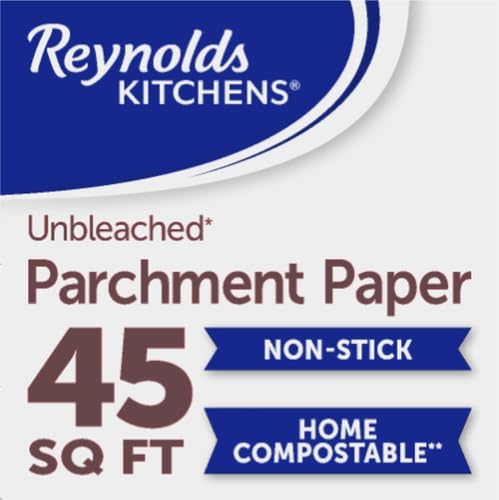 Reynolds Kitchens Unbleached Parchment Paper Roll, Non Stick Parchment Paper for Cooking and Baking, Oven Safe up to 425 Degrees, Chlorine-Free, 45 Feet x 12 Inches, 45 Total Sq. Ft. (Pack of 3)