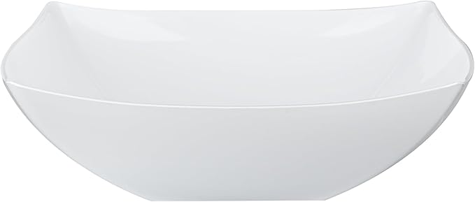 Restaurantware Moderna 32 Ounce Fancy Plastic Bowls 10 Square Disposable Salad Bowls - Durable Heavy-duty White Plastic Bowls For Warm And Cold Foods
