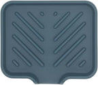 Happitasa Silicone Soap Dish Tray and Sponge Holder with Drain Chute and Feet | 3-Way Sloped Design | Bathroom and Kitchen Sink Organizer Caddy (Smoky Blue, 5"x4", 3.5 Ounces)