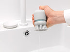Brabantia Refillable Soap Dispensing Washing Up Brush (Light Gray) Secure Grip Palm Brush with Storage Tray