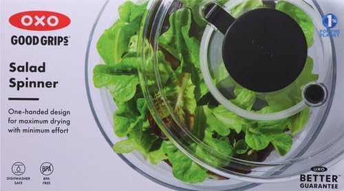 OXO Good Grips Salad Spinner | Lettuce Spinner | Fruit Washer | Fruit Washing Bowl with Strainer | Vegetable Cleaner | Salad Cleaner | Lettuce Washer | 6.22 Quart Capacity (Pack of 4)