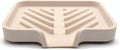 Happitasa Silicone Soap Dish Tray and Sponge Holder with Drain Chute and Feet | 3-Way Sloped Design | Bathroom and Kitchen Sink Organizer Caddy (Sand Dollar, 5"x4", 3.5 Ounces)
