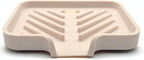 Happitasa Silicone Soap Dish Tray and Sponge Holder with Drain Chute and Feet | 3-Way Sloped Design | Bathroom and Kitchen Sink Organizer Caddy (Sand Dollar, 5"x4", 3.5 Ounces)