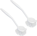 LOLA Dish Brush w/Scraper, 2 Pack, Durable Fiber Non-Scratch Bristles, Ergonomic Non-Slip Grip Handle, for Baked-on & Caked-on Messes