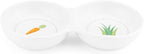 Navaris Double Food Bowl for Small Animals - Ceramic Food Bowls for Rabbits, Guinea Pigs, Small Pets - Rabbit Water Dish - Carrot and Grass Design