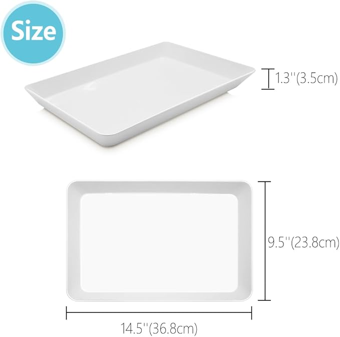 Serving Tray Platter, 5 Pcs Food Tray for Veggie Fruit Snack Dessert Cookie Cheese, Food Trays for Party Supplies Display, Plastic Platters for Serving Food, Large White Trays, BPA Free
