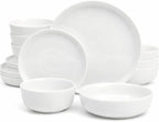Gibson Home Oslo Dinnerware Set for 4, 16-Piece White Porcelain Plates and Bowls — Ceramic Dish Set | Microwave & Dishwasher Safe