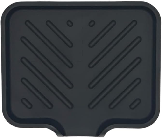 Happitasa Silicone Soap Dish Tray and Sponge Holder with Drain Chute and Feet | 3-Way Sloped Design | Bathroom and Kitchen Sink Organizer Caddy (Black, 5"x4", 3.5 Ounces)