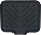 Happitasa Silicone Soap Dish Tray and Sponge Holder with Drain Chute and Feet | 3-Way Sloped Design | Bathroom and Kitchen Sink Organizer Caddy (Black, 5"x4", 3.5 Ounces)