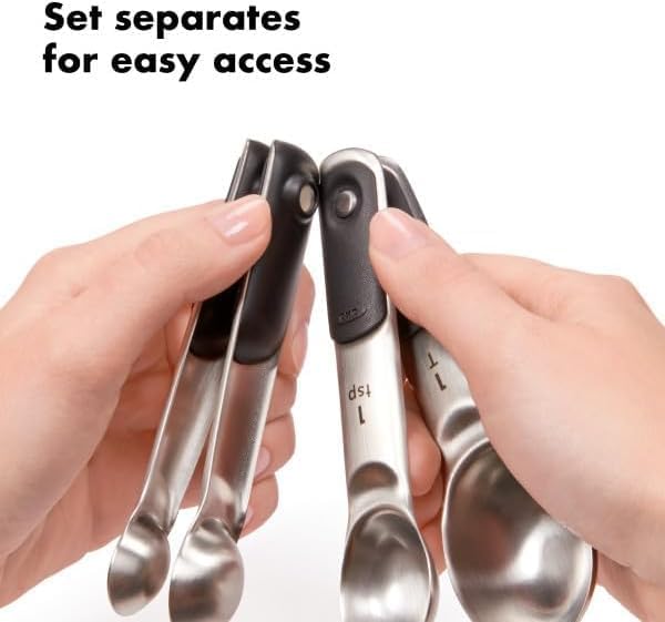OXO Good Grips 4 Piece Stainless Steel Measuring Spoons with Magnetic Snaps, (Pack of 2)