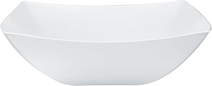 Restaurantware Moderna 64 Ounce Fancy Plastic Bowls 10 Square Disposable Salad Bowls - Durable Heavy-duty White Plastic Bowls For Warm And Cold Foods