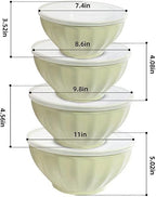 Mixing Bowls with Lids Set,Plastic Prep Bowl with Lid,Mixing Bowl Set for Kitchen Cooking, Baking,Storage Food,4 Big Nesting Bowls and 1 Egg Whisk,Stackable，Green