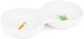 Navaris Double Food Bowl for Small Animals - Ceramic Food Bowls for Rabbits, Guinea Pigs, Small Pets - Rabbit Water Dish - Carrot and Grass Design
