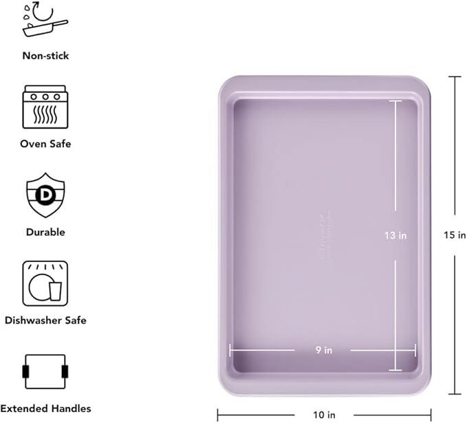 KitchenAid 9 x 13-In Nonstick Swiss Engineered Aluminized Steel Baking Sheet, Dishwasher Safe, Wildflower