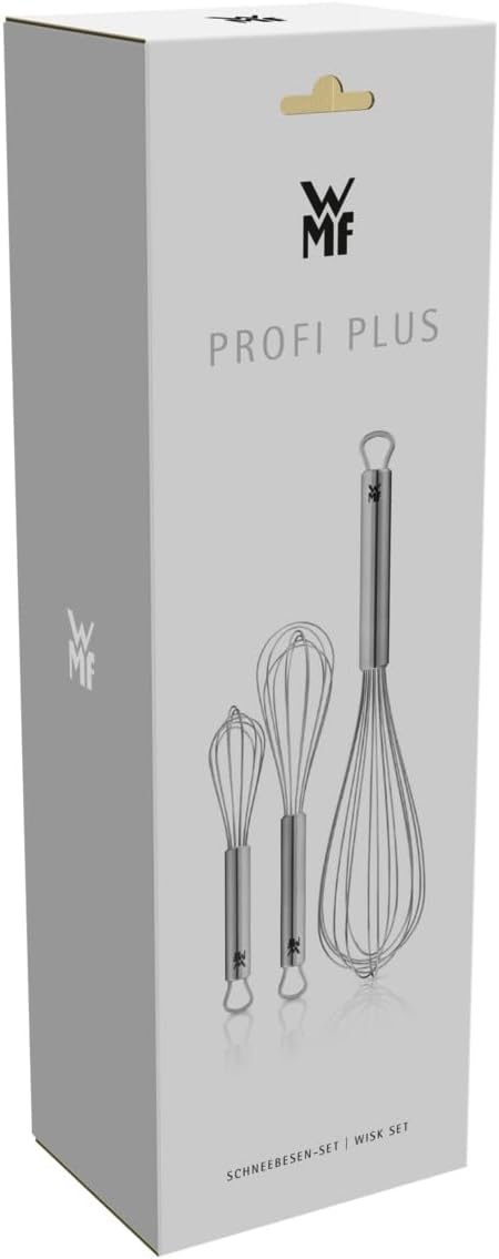 WMF Profi Plus Whisk Set of 3, Stainless Steel 18/10, Teardrop Shaped, Dishwasher Safe, 30cm