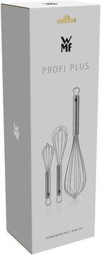 WMF Profi Plus Whisk Set of 3, Stainless Steel 18/10, Teardrop Shaped, Dishwasher Safe, 30cm
