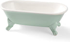 6.5" Ceramic Mini Decorative Clawfoot Bathtub Bar Soap Dish, Kitchen Sponge Holder and Shower Tray for Bathroom, 1 Pack(Bright Teal)