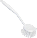 LOLA Dish Brush w/Scraper, 6 Pack, Durable Fiber Non-Scratch Bristles, Ergonomic Non-Slip Grip Handle, for Baked-on & Caked-on Messes