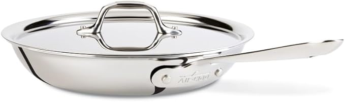 All-Clad D3® Stainless Steel 10 inch Frying Pan Covered- Made in the USA- The Original Bonded Professional Cookware- Oven Safe & Induction Compatible