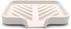 Happitasa Silicone Soap Dish Tray and Sponge Holder with Drain Chute and Feet | 3-Way Sloped Design | Bathroom and Kitchen Sink Organizer Caddy (Vanilla Cream, 5"x4", 3.5 Ounces)