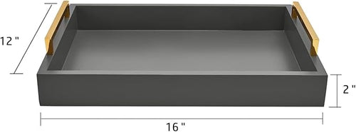 40cm x30cm Serving Trays with Handles, Grey Decorative Serving Tray, Ottoman Trays, Living Room, Bathroom, and Outdoors Decorative Trays (Charcoal)