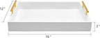 16"x12" Serving Trays with Handles, White Decorative Serving Tray, Ottoman Trays, Living Room, Bathroom, and Outdoors Decorative Trays (White)