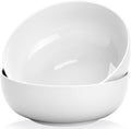Yedio Pasta Serving Bowls 120 Ounce 9.7” Large Serving Bowls, Porcelain Salad Bowls for Kitchen, Big White Soup Bowls, Oven Dishwasher Safe, Set of 2
