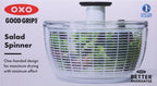 OXO Good Grips Salad Spinner | Lettuce Spinner | Fruit Washer | Fruit Washing Bowl with Strainer | Vegetable Cleaner | Salad Cleaner | Lettuce Washer | 6.22 Quart Capacity (Pack of 4)